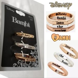Bambi Rings Stackable Set of 3 Disney Ring Into the Meadow Size 7 New